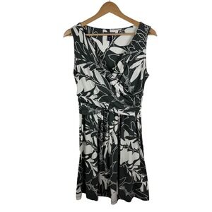 Lands End Floral Sleeveless Ruched Dress Small Tropical Stretch‎ Resort Casual